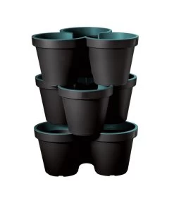 Kunststoff-Säulentopf Portland, Rund, Türkis, Ca. Ø43/H58 Cm, 3er-Set