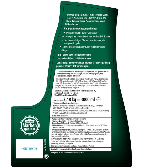 Dehner Blumen-Dünger Mit Guano-Extrakt, Flüssig 4 Dehner Blumen-Dünger Mit Guano-Extrakt, Flüssig – Bild 2