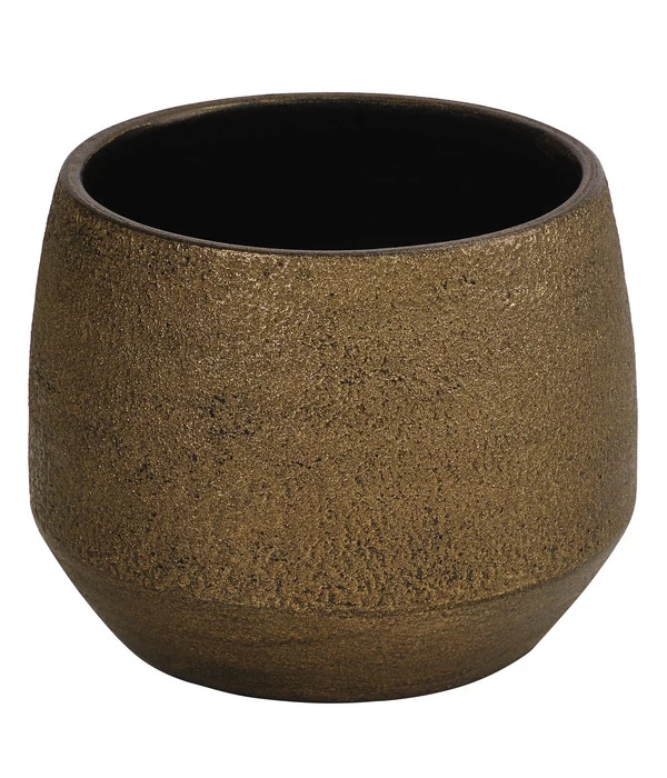 Dehner Keramik-Übertopf Mathea, Bauchig, Gold/braun 3 Dehner Keramik-Übertopf Mathea, Bauchig, Gold/braun