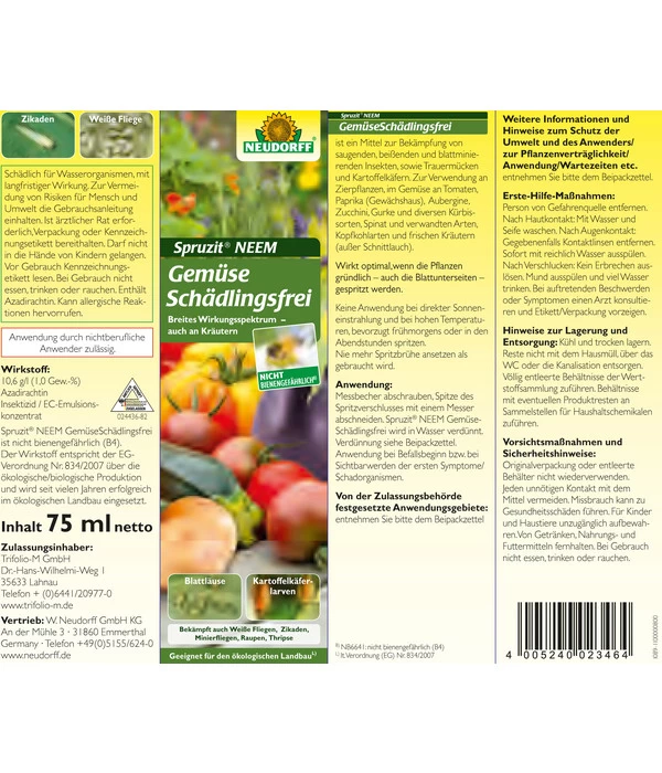 Neudorff Spruzit® Neem Gemüse Schädlingsfrei, 75 Ml 4 Neudorff Spruzit® Neem Gemüse Schädlingsfrei, 75 Ml – Bild 2