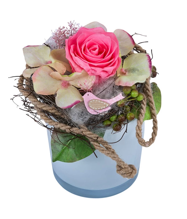 Dehner Arrangement Mit Longlife-Rose Finn, Rosa, Ca. Ø23/H24 Cm 3 Dehner Arrangement Mit Longlife-Rose Finn, Rosa, Ca. Ø23/H24 Cm