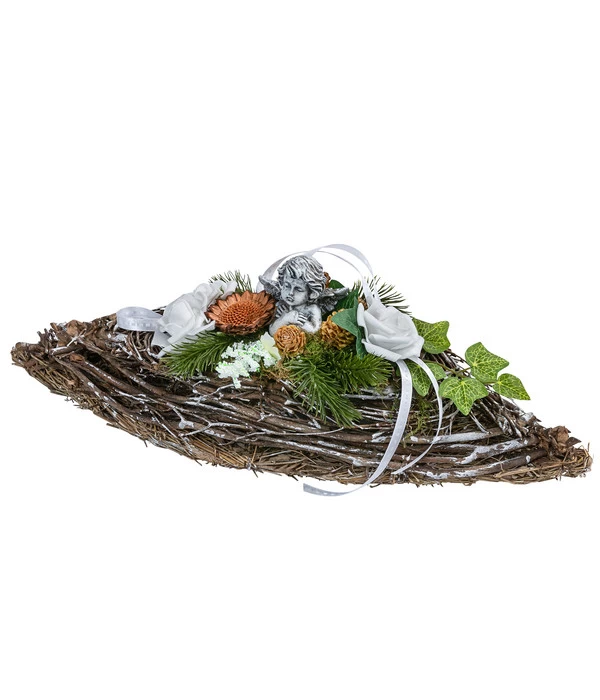 Grabgesteck Bristol, Oval, Weiß, Ca. B40/H14/T14 Cm 3 Grabgesteck Bristol, Oval, Weiß, Ca. B40/H14/T14 Cm