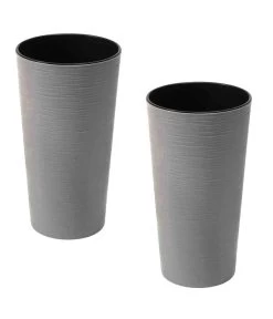 Siena Garden Kunststoff-Säulen ECO Locon, Konisch, Grau, Ca. Ø30/H57 Cm, 2er-Set