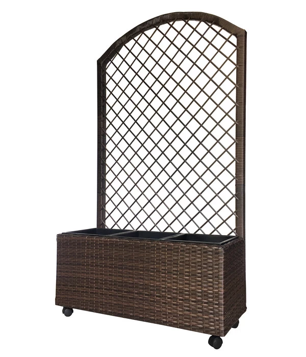 Dehner Polyrattan-Kasten Mit Spalier Und Rollen, Ca. B81/H144/T33 Cm, Braun 3 Dehner Polyrattan-Kasten Mit Spalier Und Rollen, Ca. B81/H144/T33 Cm, Braun