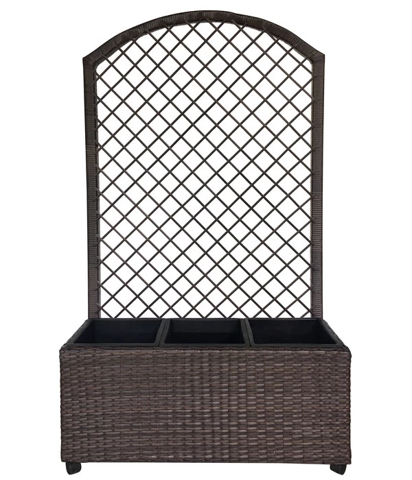 Dehner Polyrattan-Kasten Mit Spalier Und Rollen, Ca. B81/H144/T33 Cm, Braun 4 Dehner Polyrattan-Kasten Mit Spalier Und Rollen, Ca. B81/H144/T33 Cm, Braun – Bild 2