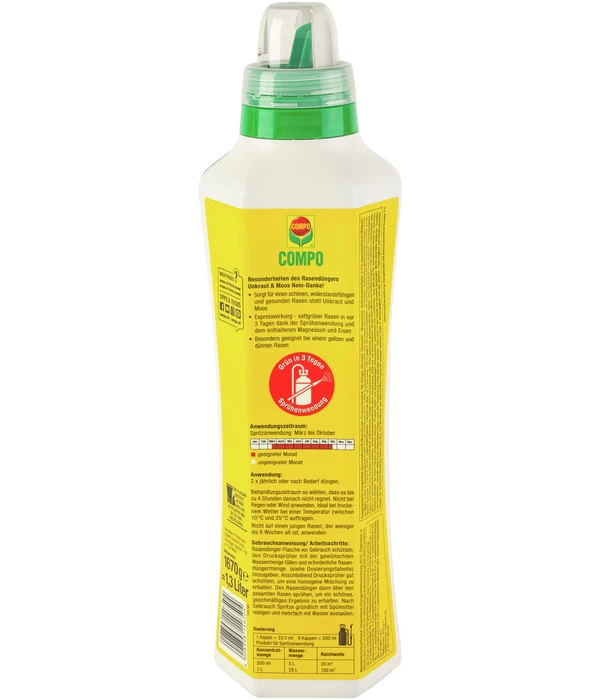 COMPO Rasendünger Unkraut & Moos Nein Danke!, 1,3 L 4 COMPO Rasendünger Unkraut & Moos Nein Danke!, 1,3 L – Bild 2