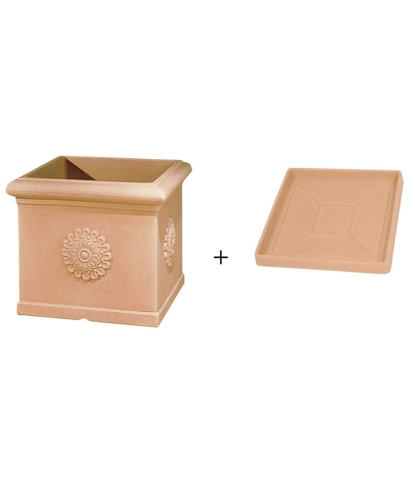 Farmet New Kunststoff-Topf Festonato, Quadratisch, Terrakotta, Inkl. Untersetzer 3 Farmet New Kunststoff-Topf Festonato, Quadratisch, Terrakotta, Inkl. Untersetzer