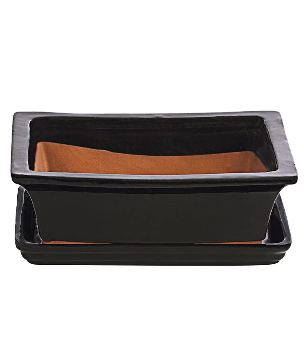 Dehner Keramik-Bonsaischale, Rechteckig, Schwarz, Ca. B25/H12 Cm 3 Dehner Keramik-Bonsaischale, Rechteckig, Schwarz, Ca. B25/H12 Cm