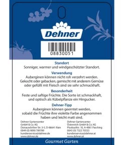 Dehner Gourmet Garten Aubergine, Veredelt 11 Dehner Gourmet Garten Aubergine, Veredelt -Pflanzenwelt Verkauf 8830051 GGAubergineCarmen Etikett 2